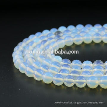 Top Grade Atacado 8mm Rodada Solta Branco Natural Opala Gemstone Beads Semi Precious Stone Para Fazer Jóias DIY